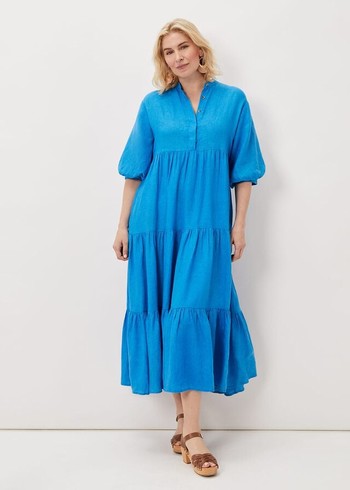 Phase Eight Gracie Tiered Dress Blue Canada | BUIQZJ-084